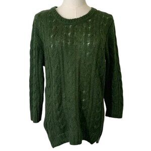 Allen Solly Forest Green Cable Knit Sweater. 20% Mohair. Women’s Size Large.